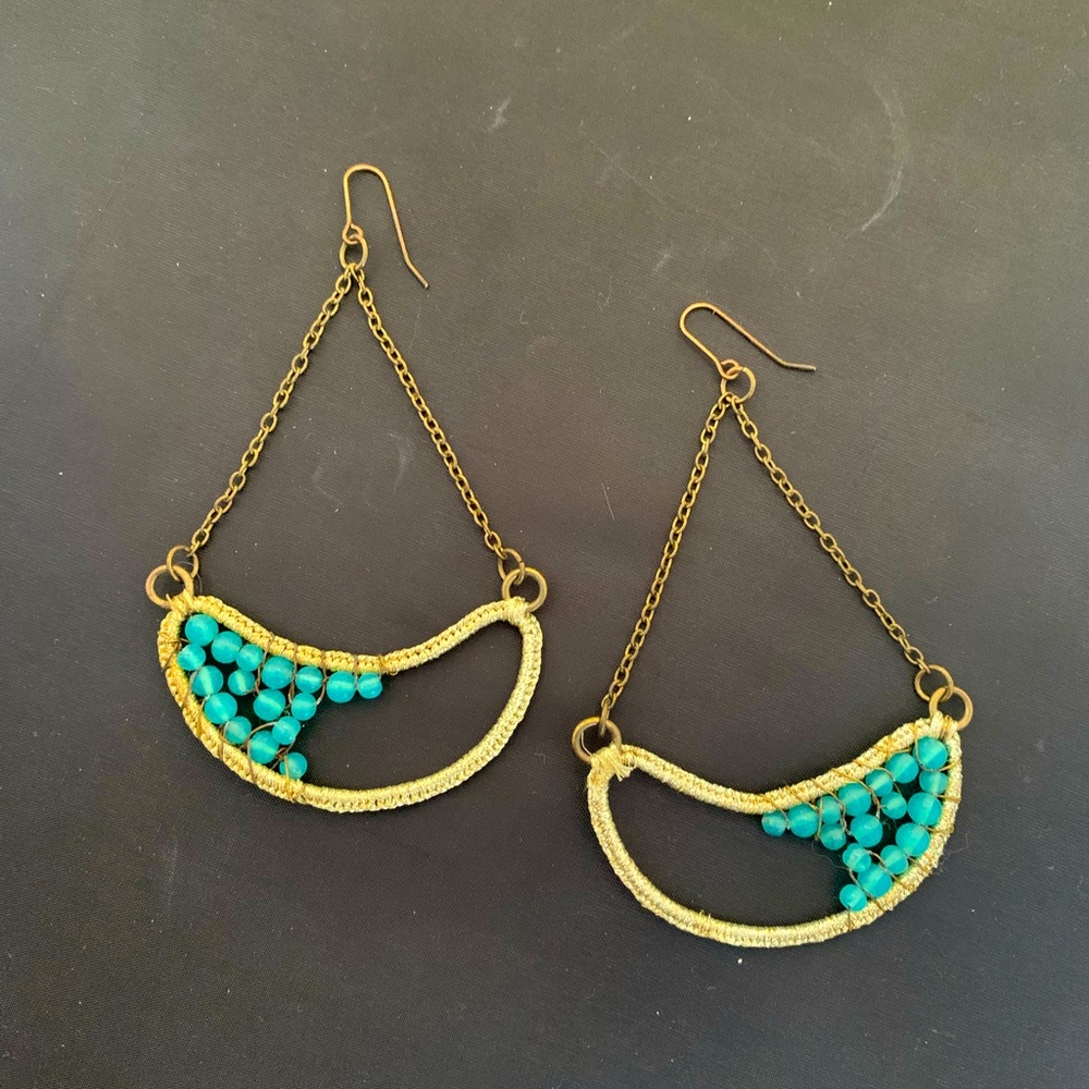 Mata Traders glass beads and gold-toned dangling earrings